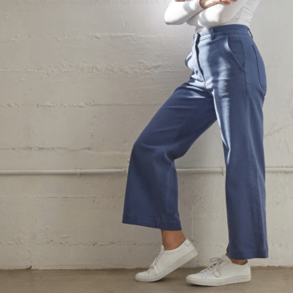 Everlane Wide Leg Crop Pant Mid Blue